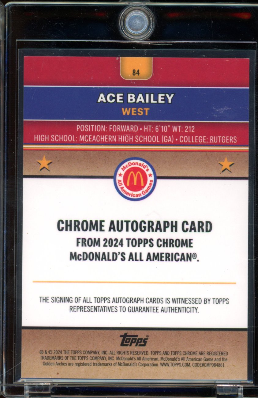 2024 Topps Mcdonalds Ace Bailey Tie Dye /25 Auto