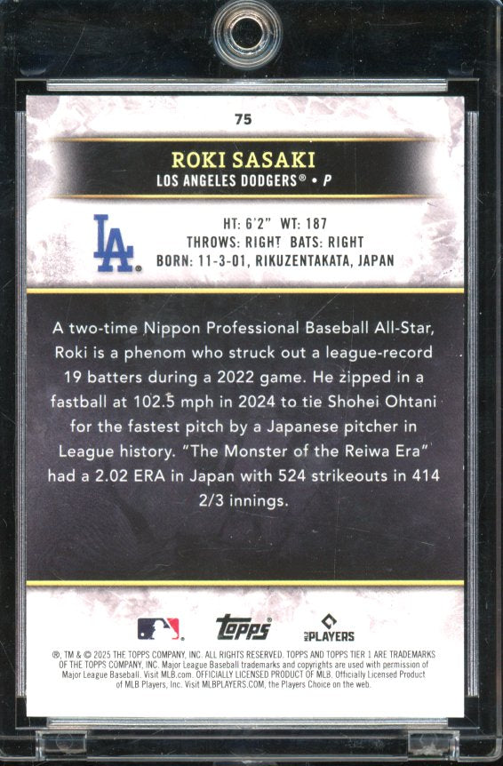 2025 Tier One Roki Sasaki Red Rookie /50