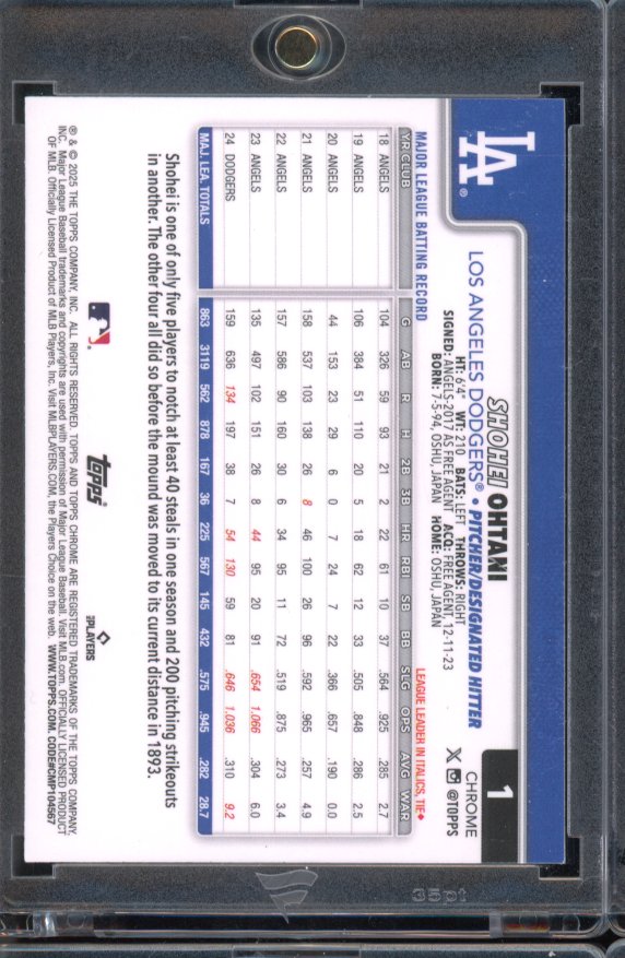 2025 Topps Chrome Shohei Ohtani Lightboard Refractor