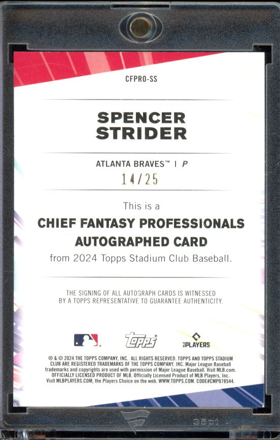 2024 Stadium Club Spencer Strider Chief Fantasy Auto /25