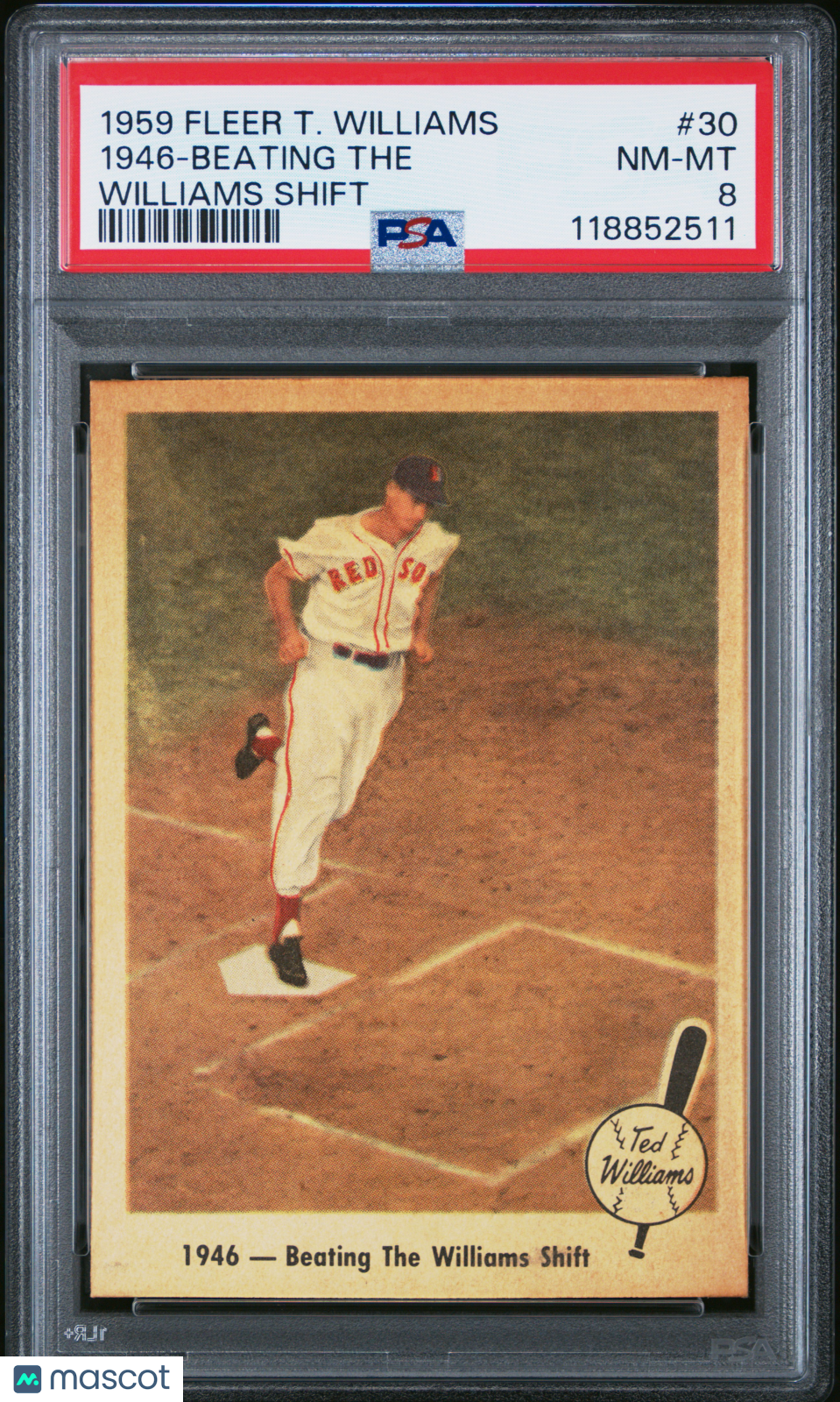 1959 Fleer Ted Williams Beating The Williams Shift PSA 8
