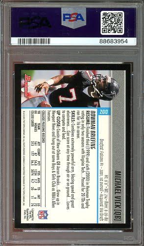 2001 Bowman GOLD Michael Vick Auto #1 Pick Inscription #200 PSA Authentic AUTO 10 RC