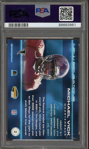 2001 Pacific Invincible Michael Vick New Sensations Auto #2 PSA Authentic AUTO 10 RC