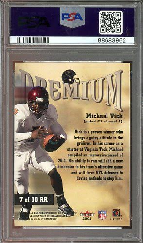 2001 Fleer Premium Michael Vick Rookie Revolution Auto #7 PSA Authentic AUTO 9 RC