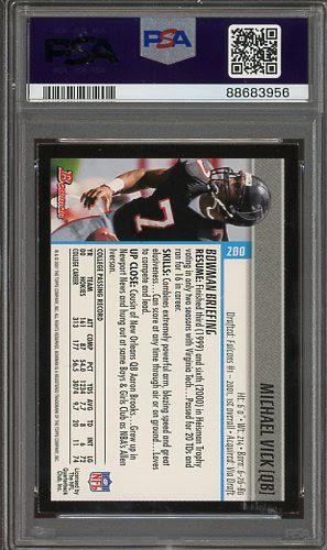 2001 Bowman Michael Vick Auto #1 Pick Inscription #200 PSA Authentic AUTO 10 RC Atlanta