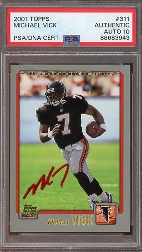 2001 Topps Michael Vick Auto RED INK #311 PSA Authentic AUTO 10 RC Atlanta