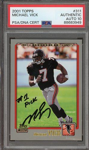 2001 Topps Michael Vick Auto #1 Pick Inscription #311 PSA Authentic AUTO 10 RC Atlanta