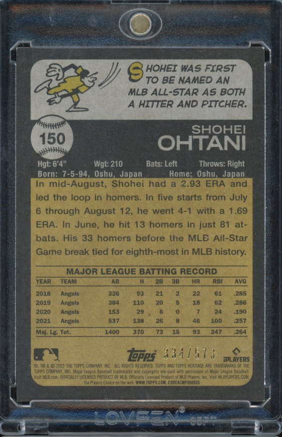 2022 Topps Heritage Shohei Ohtani Red /573