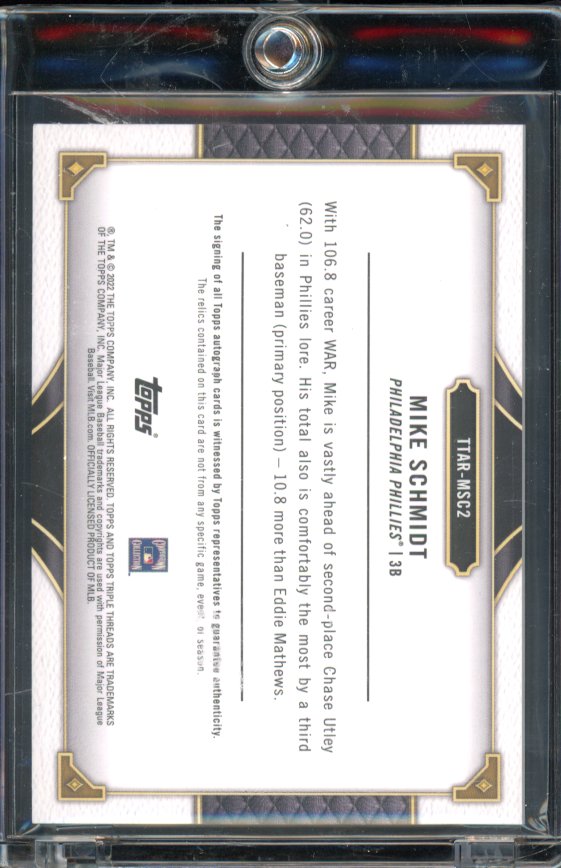 2022 Triple Threads Mike Schmidt GU Relic Patch Auto /27