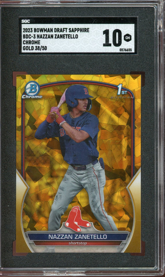 2023 Bowman Draft Nazzan Zanetello Sapphire Gold #BDC-3 /50 SGC 10 Bowman 1st