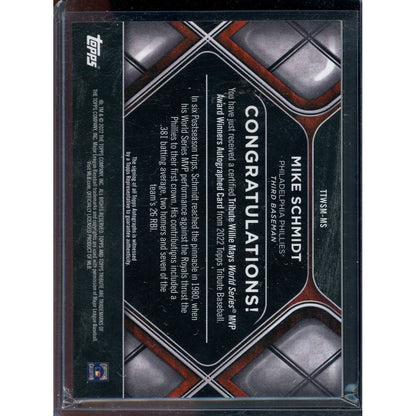 2022 Tribute Mike Schmidt Tribute Willie Mays World Series MVP Auto #TTWSM-MS /50