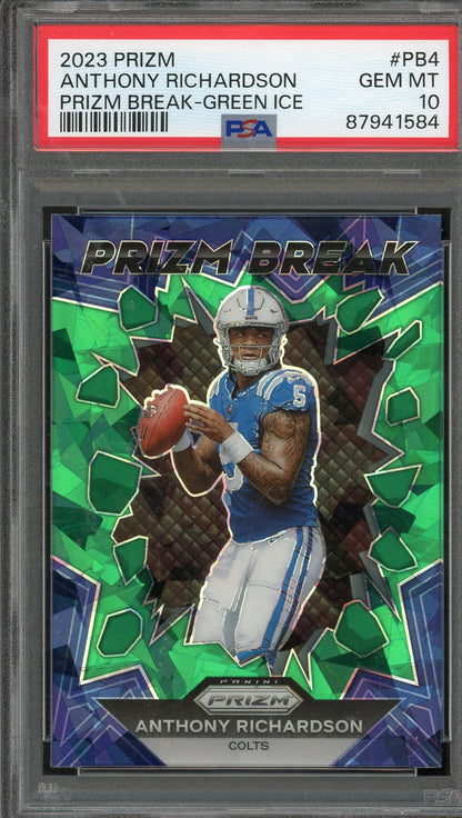 2023 Prizm Anthony Richardson Prizm Break Green Ice #PB4 PSA 10 RC