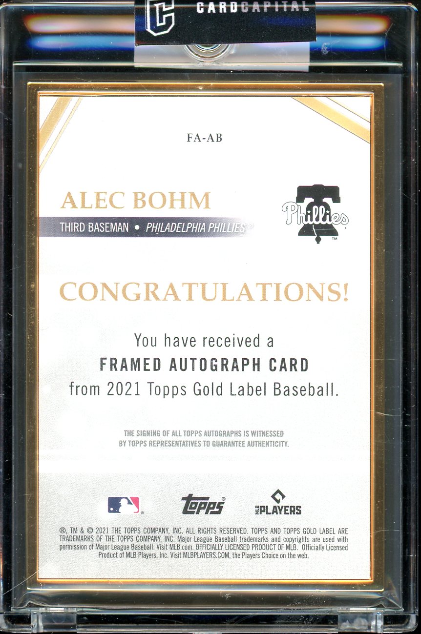 2021 Topps Gold Label Alec Bohm Rookie Frame Auto Gold 06/25 RC