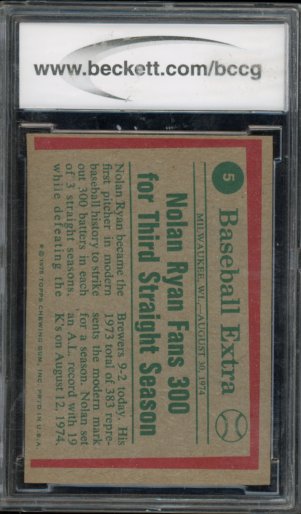 1975 Topps Nolan Ryan Highlights BCCG 9