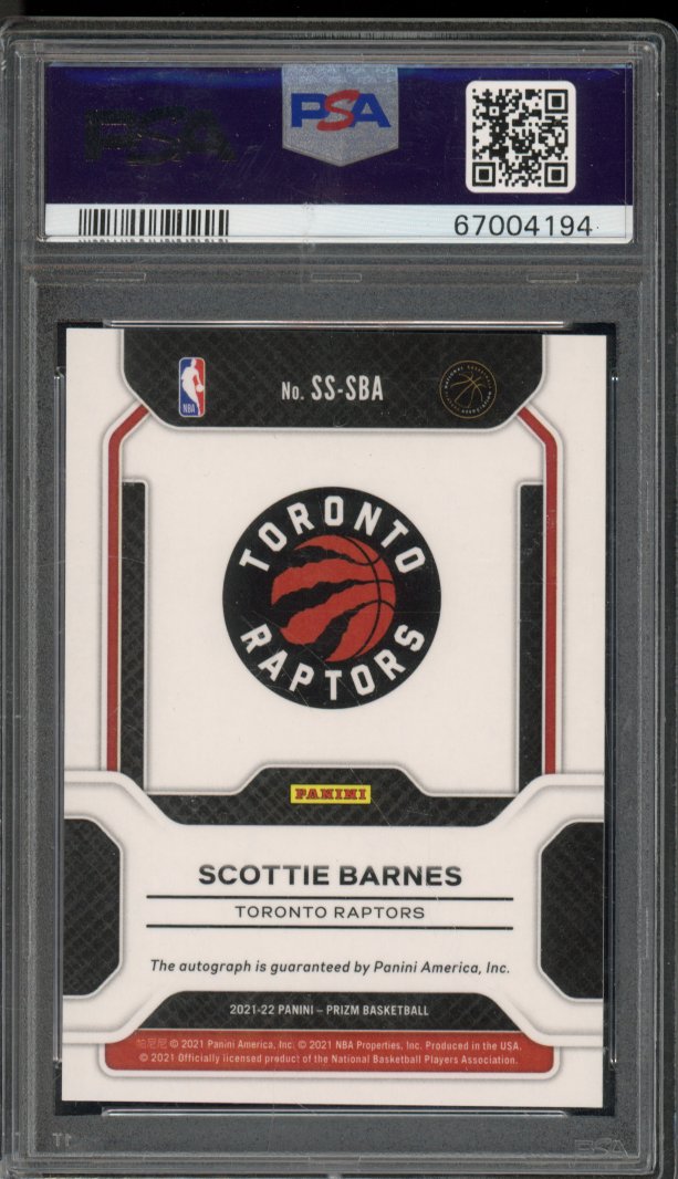 2021-22 Prizm Scottie Barnes Sensational Signaturea Rookie Auto PSA 10