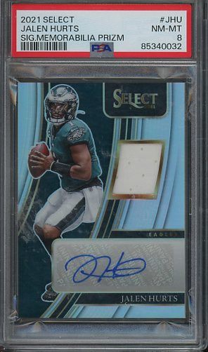 2021 Select Jalen Hurts Jersey Auto #SMP-JHU /75 PSA 8