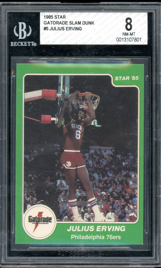 1985 Star Julius Erving Gatorade Slam Dunk BGS 8