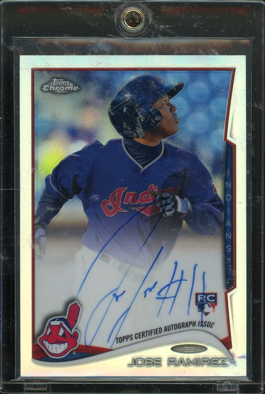 2014 Topps Chrome Jose Ramirez Refractor Auto 019/499 RC *Slight Damage