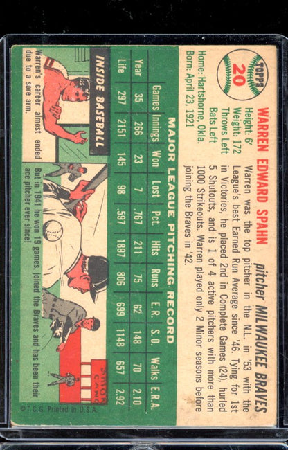 1954 Topps Warren Spahn #20