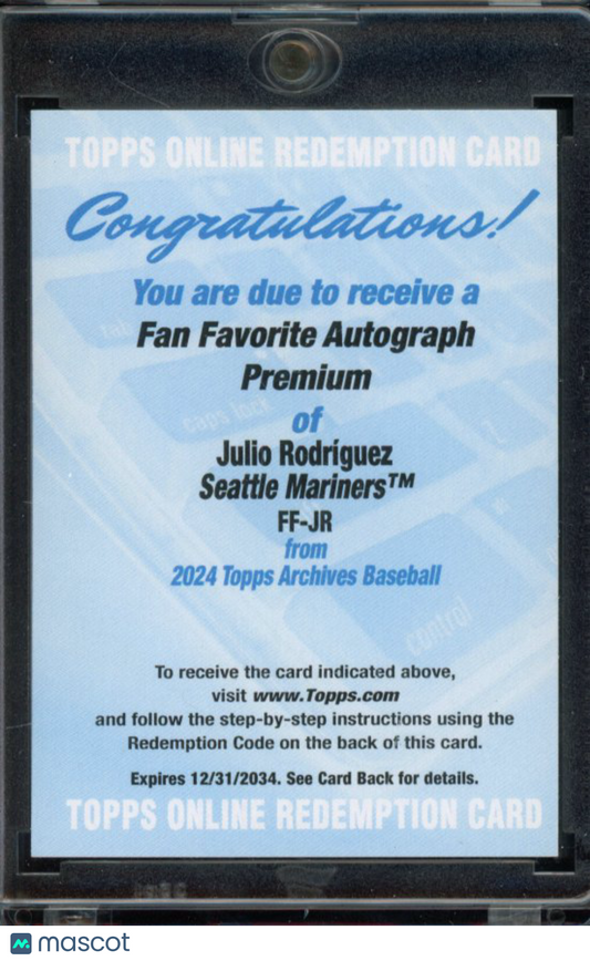 2024 Topps Archives Julio Rodriguez Fan Favorite Auto Premium