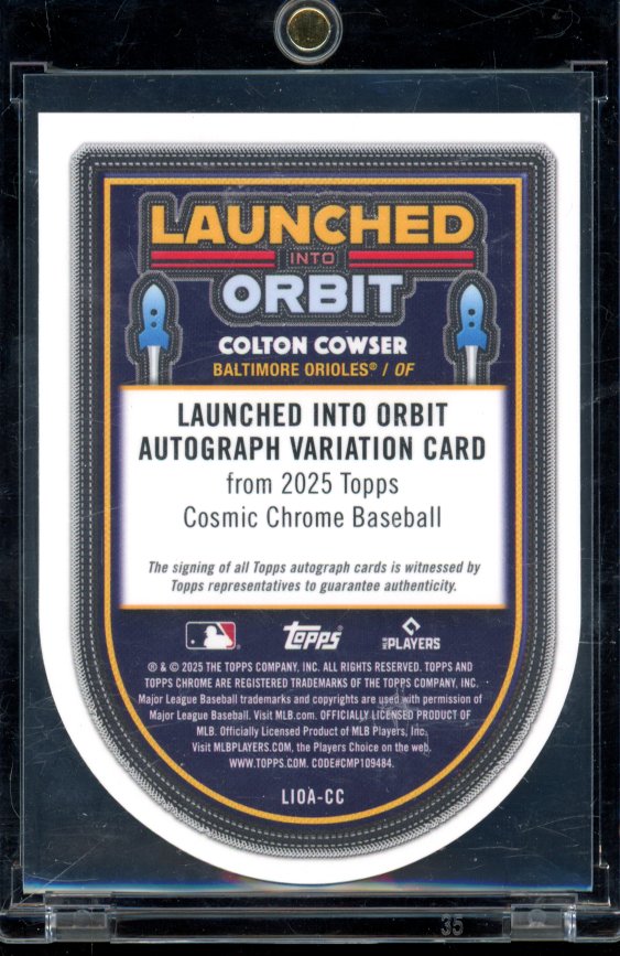 2025 Topps Chrome Colton Cowser Black Die Cut Auto /10