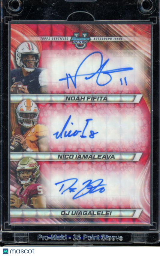 2024 Bowman U Best Noah Fifita Nico Iamaleava Dj Uiagalelei Triple Auto red /10