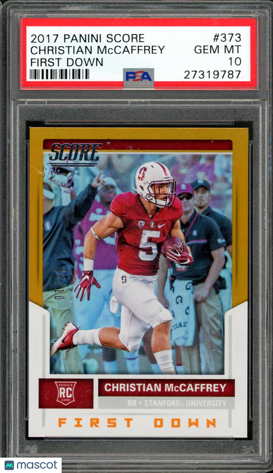 2017 Score Christian McCaffrey First Down Gold 05/10 PSA 10 RC