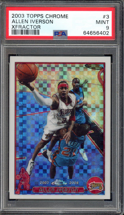 2003 Topps Chrome Allen Iverson XFractor 196/220 PSA 9