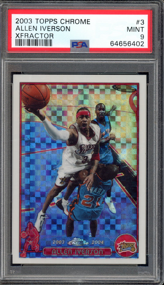 2003 Topps Chrome Allen Iverson XFractor 196/220 PSA 9