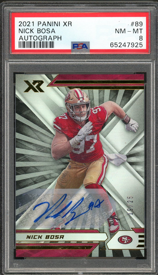 2021 Panini XR Nick Bosa Auto /25 PSA 8