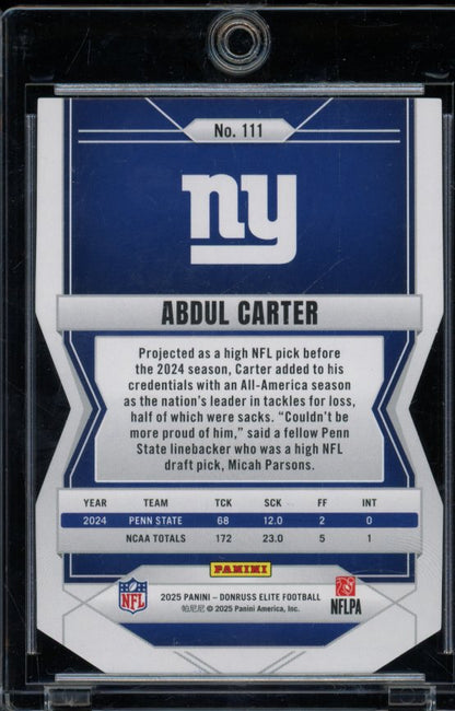 2025 Elite Abdul Carter Green Die Cut Rookie 9/9