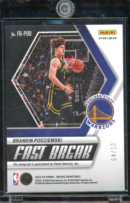 2023 Mosaic Brandon Podziemski Fast Break Auto Gold 04/10 RC