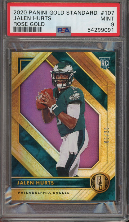 2020 Gold Standard Jalen Hurts Rose Gold #107 /25 PSA 9 RC