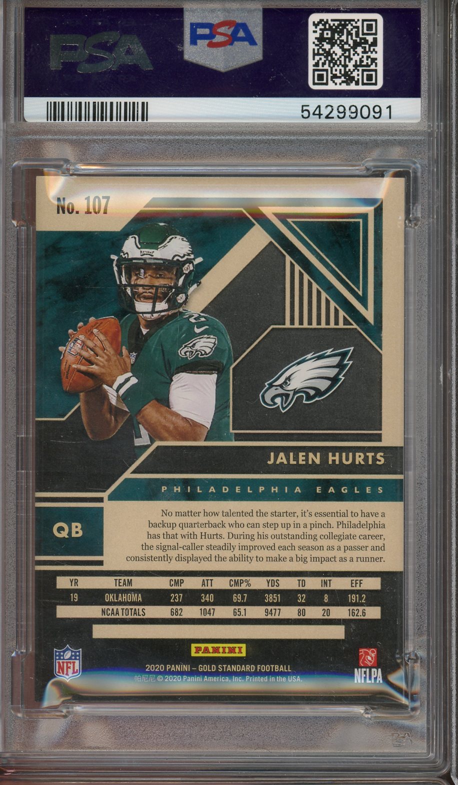 2020 Gold Standard Jalen Hurts Rose Gold #107 /25 PSA 9 RC