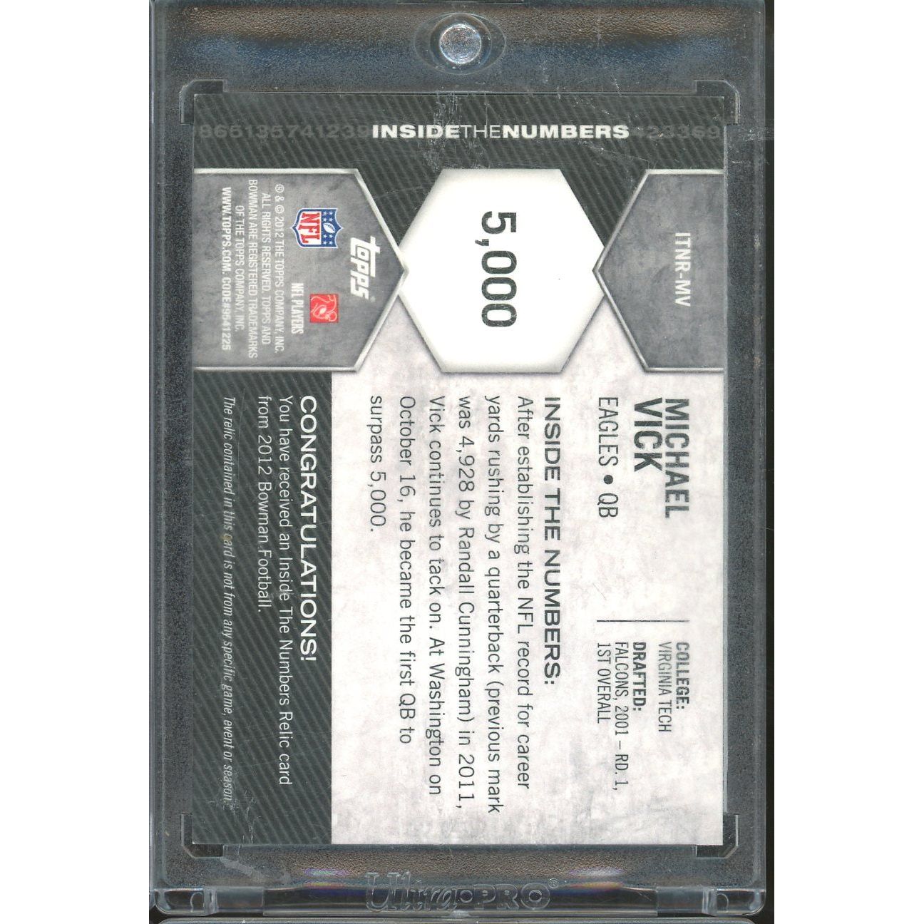 2012 Bowman Michael Vick Inside the Numbers #ITNR-MV IP Auto