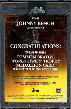 2023 Topps Johnny Bench World Series Trophy Auto #PMT-JB /10