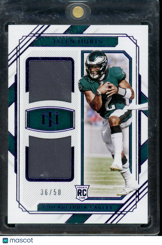 2020 National Treasures Jalen Hurts Dual Jersey #RDM-JAH /50 RC