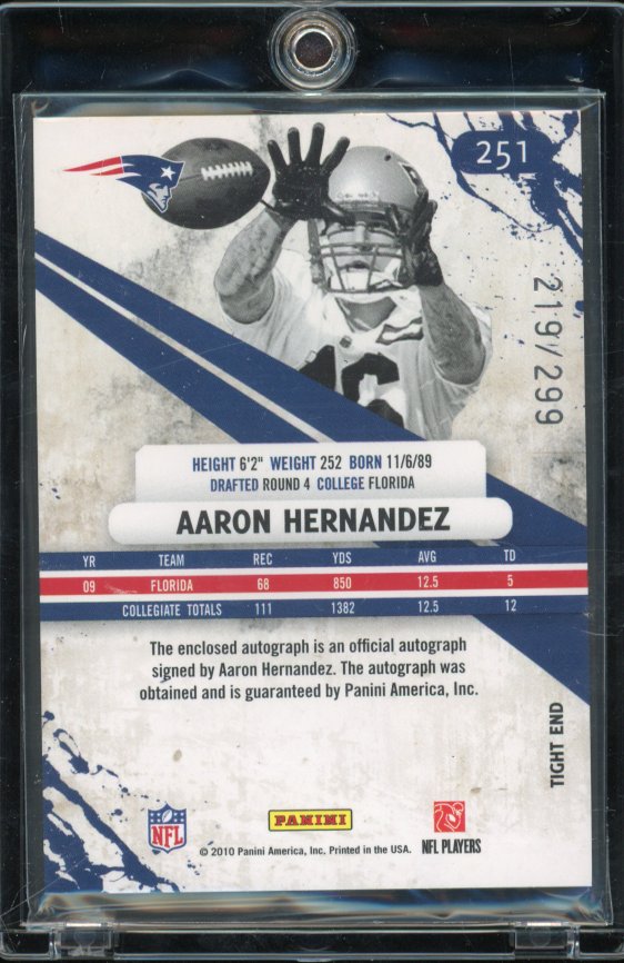 2010 Rookies & Stars Aaron Hernandez Patch Auto /299