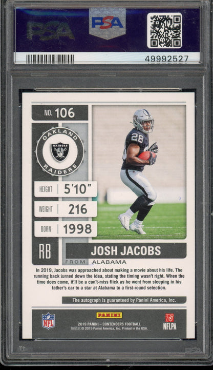 2019 Contenders Josh Jacobs Auto PSA 9 RC