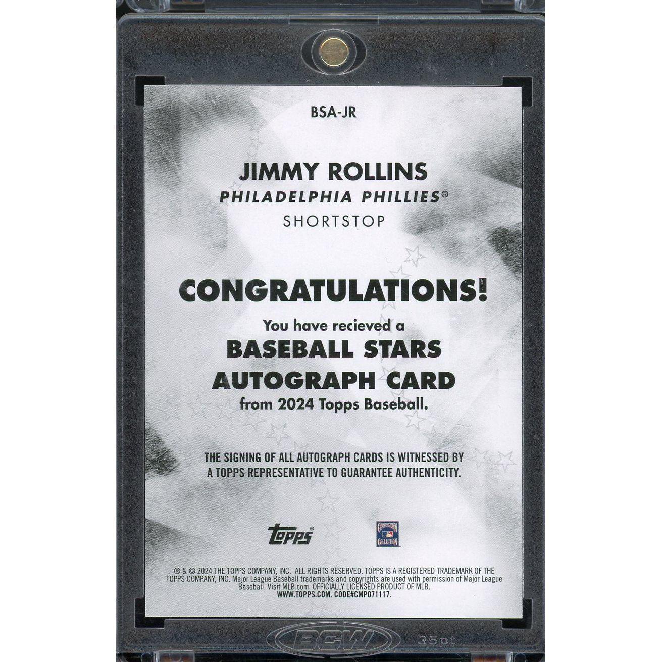 2024 Topps Jimmy Rollins Auto #BSA-JR