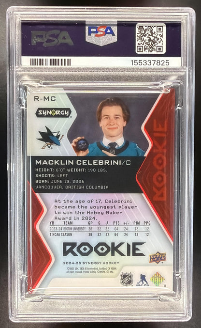 2024-25 Upper Deck Synergy Macklin Celebrini #R-MC Red RC PSA 10