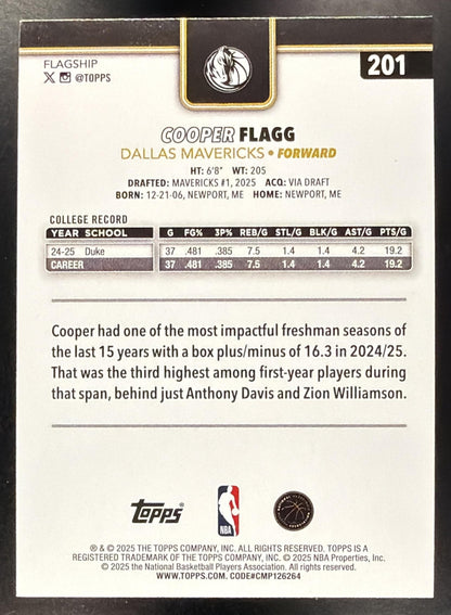 2025-26 Topps Cooper Flagg #201 Blackout Variation RC