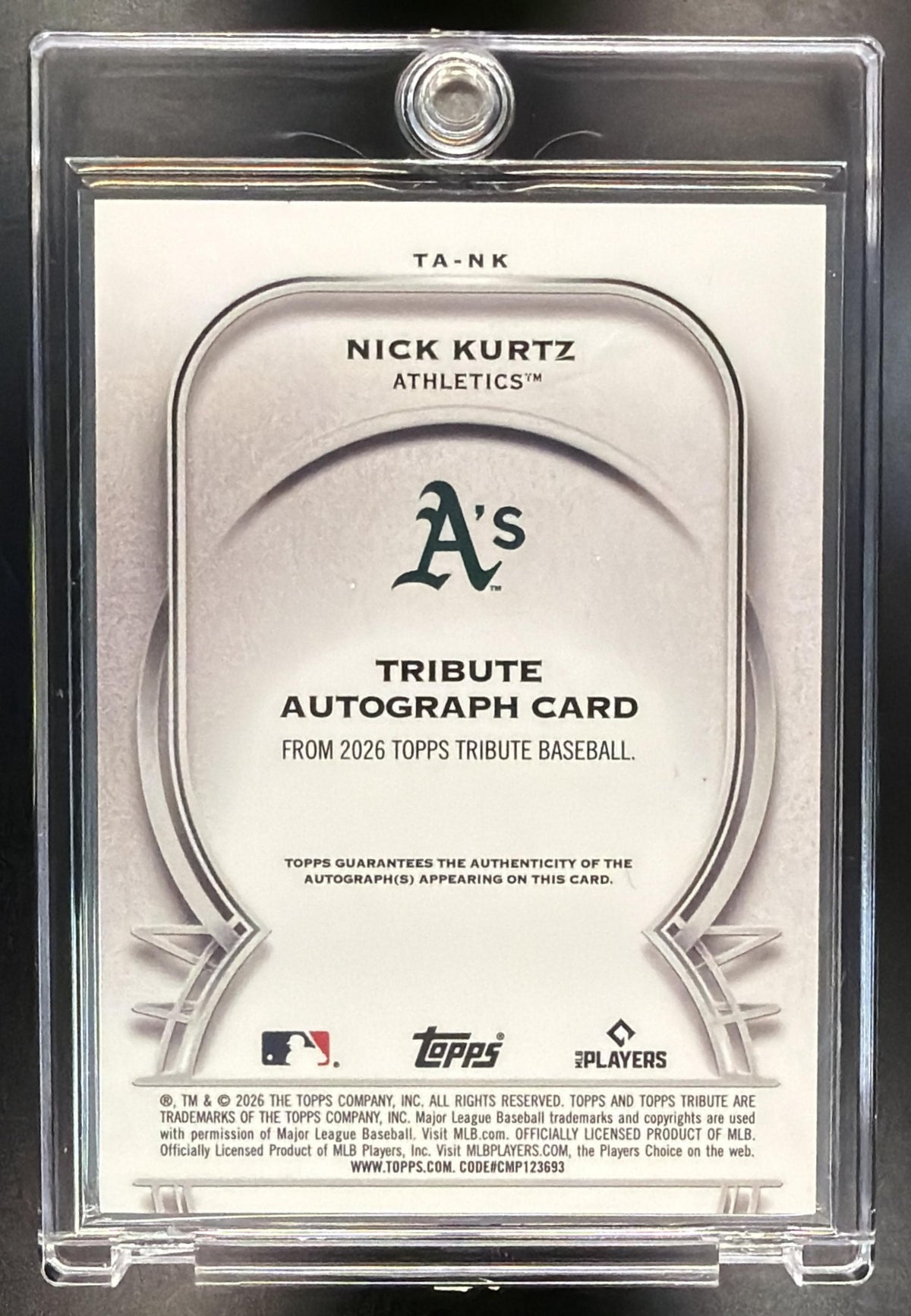 2026 Topps Tribute Nick Kurtz #TA-NK Auto Blue 129/150
