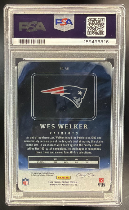 2024 Panini Origins Wes Welker #49 Printing Plate 1/1 PSA 8