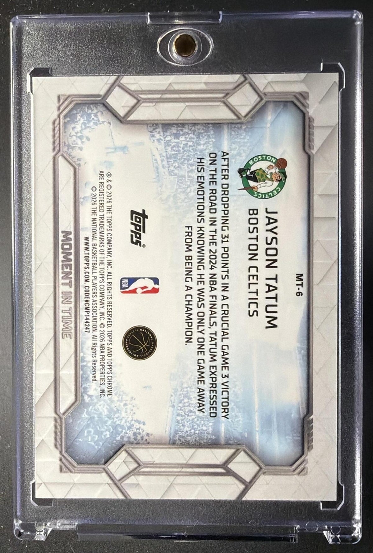 2025 Topps Chrome Update Jayson Tatum #MT-6 Moment In Time Gold Geometric Refractor /50