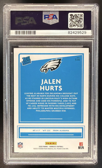 2020 Panini Donruss Jalen Hurts #314 RC PSA 10 Eagles