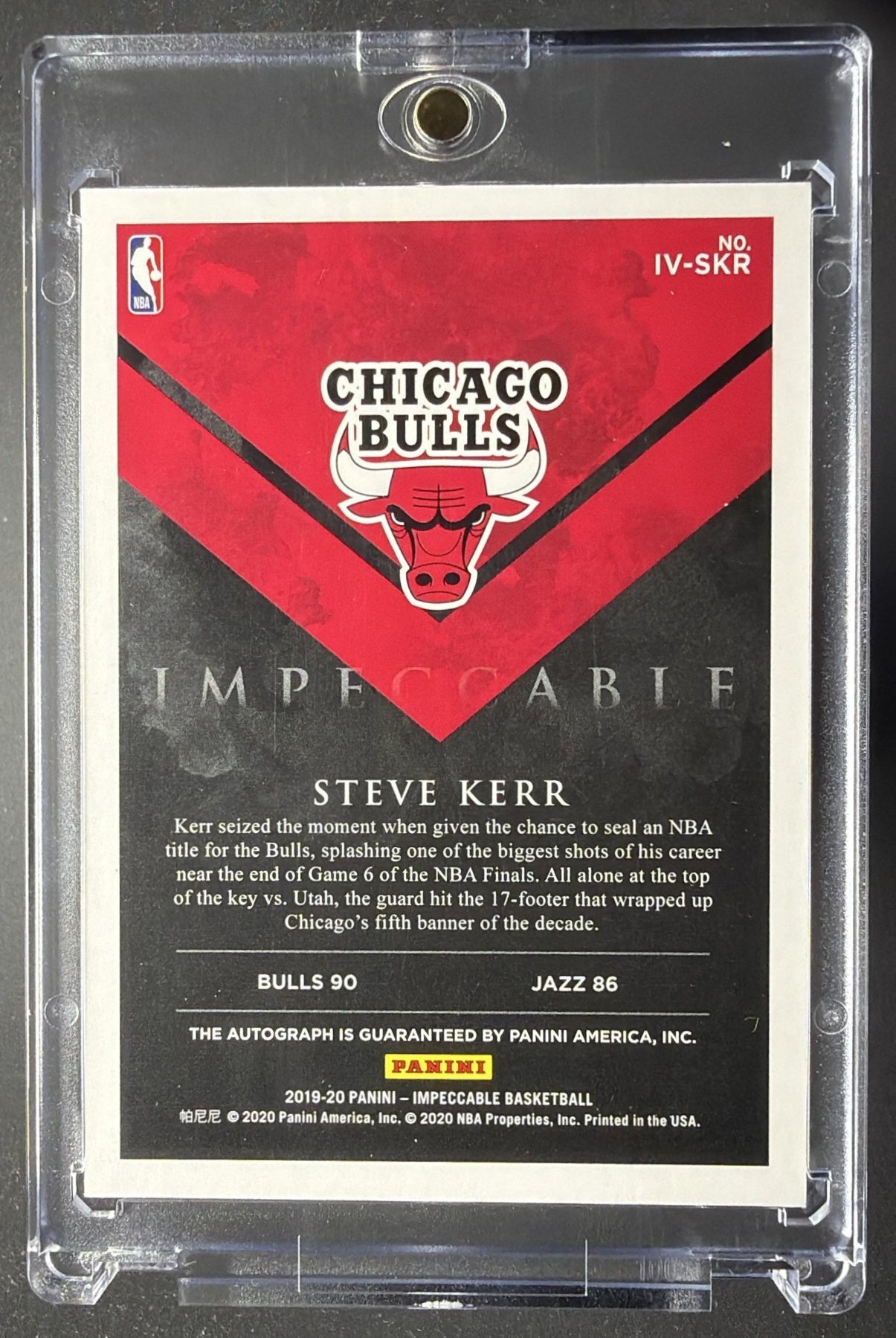 2019 Panini Impeccable Steve Kerr #IV-SKR Victory Signatures Holo Gold /10 Auto