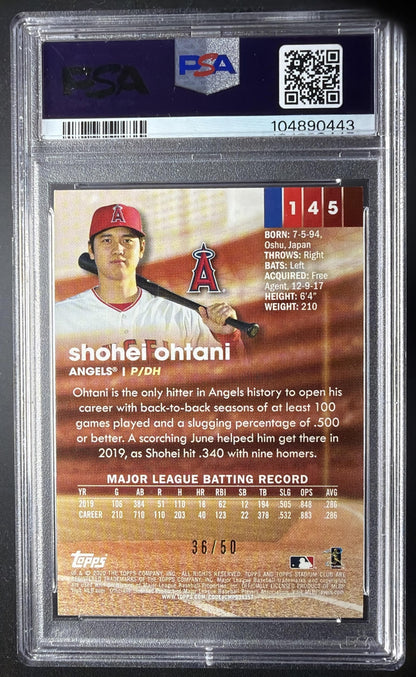 2020 Topps Stadium Club Shohei Ohtani #145 Blue Foil 36/50 PSA 9