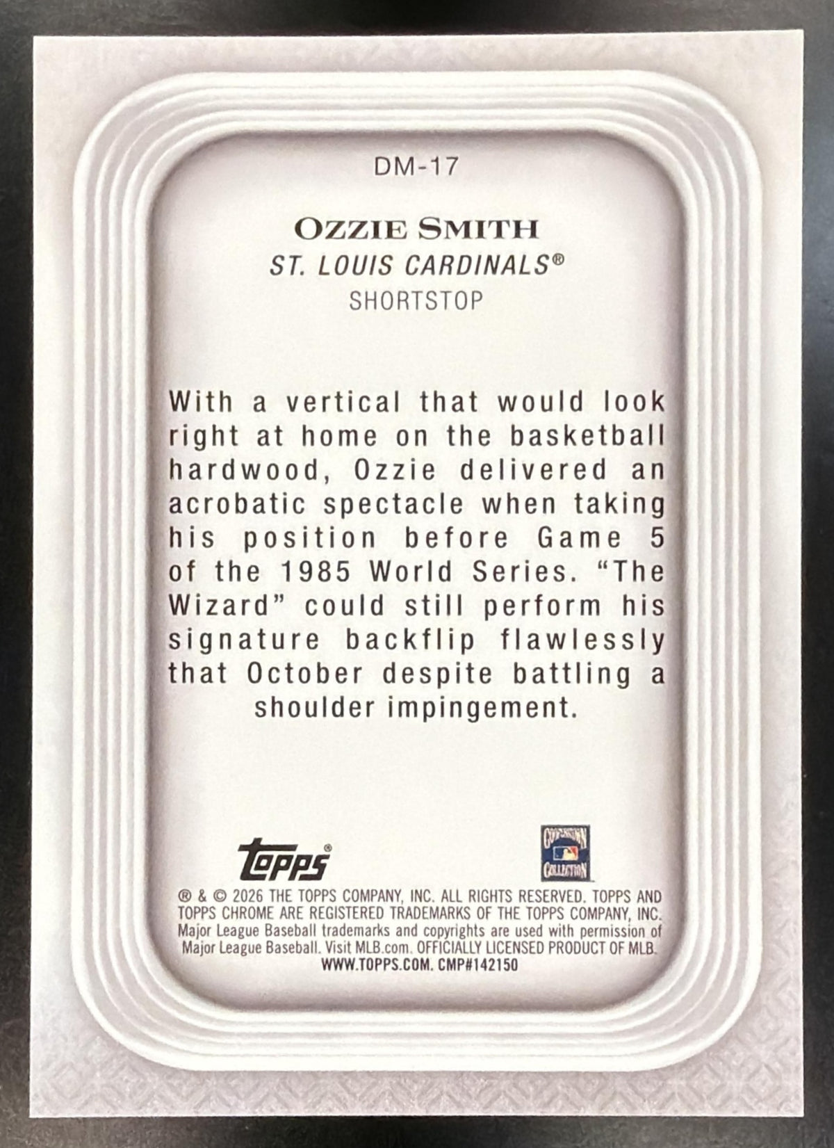2026 Topps Chrome Ozzie Smith #DM-17 Diamond Moments Purple Refractor 59/75