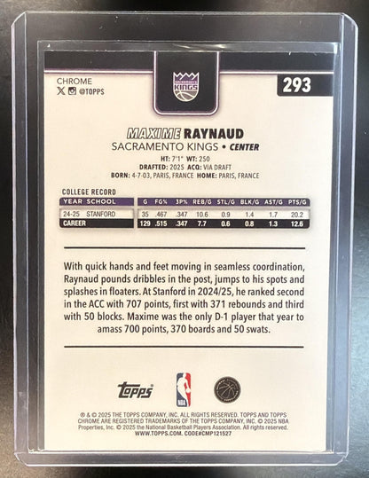 2025 Topps Chrome NBA Maxime Raynaud #293 Purple Raywave 40/75 RC